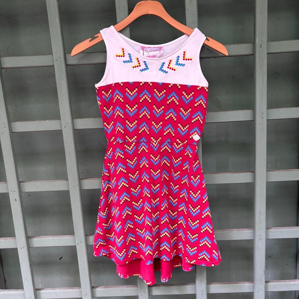 American Girl Beforever Kaya Girls Dress Size 10 Pink Chevron Western Geometric